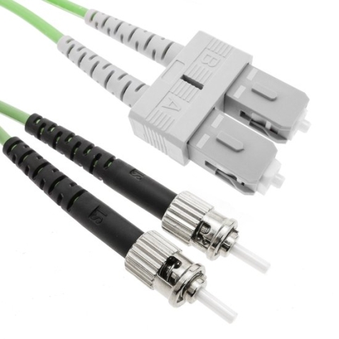 BeMatik - Glasvezelkabel OM5 multimode duplex 50 µm / 125 µm ST / PC naar SC / PC 100 Gb 20 m