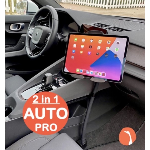 GOOS-E Tablet houder auto + Telefoonhouder auto PRO (6-14 inch) – iPad houder auto – tablethouder - voorin + achterin - Sterk & Flexibel - NL design