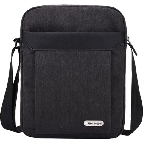 UBAYEE Schoudertas Heren voor iPad Tablet tot 10,5 Inch (25 cm), Tabletvak, Meerdere Vakken, Lichtgewicht, Waterdicht, Klein, Donker grijs