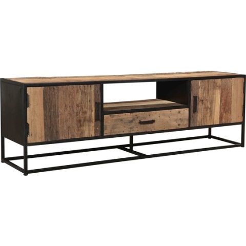 Livingfurn - TV Meubel Dakota 180 cm - Riverwood / Gecoat Staal