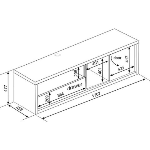 Trasman- TV Meubel Tv-meubel Frame - 177cm - Bruin