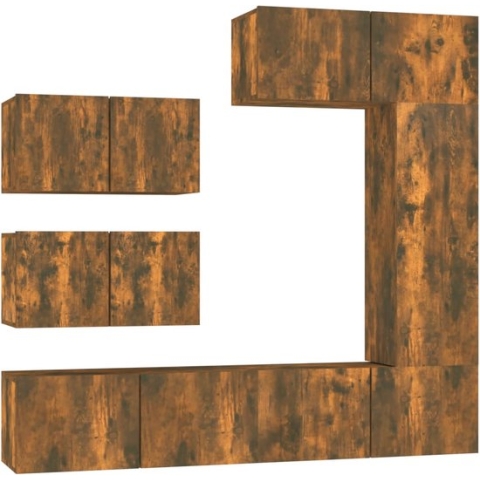 vidaXL-6-delige-Tv-meubelset-bewerkt-hout-gerookt-eikenkleurig