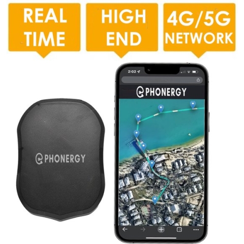 Phonergy Trackmaster- GPS Tracker - 2023 Model - Auto - fiets - 4320 uur batterijduur- 1 Meter nauwkeurig - Waterdicht - Inclusief draagtas - Zwart