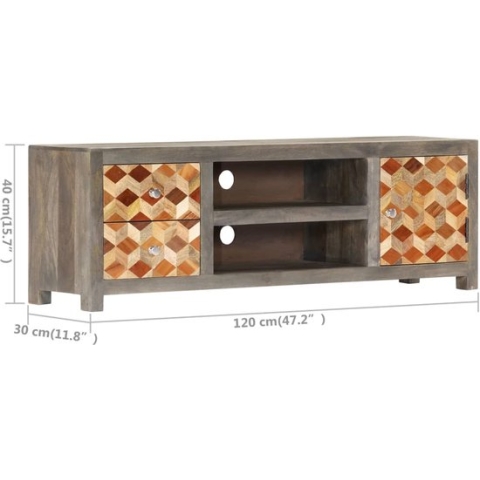 vidaXL-Tv-meubel-120x30x40-cm-massief-mangohout-grijs