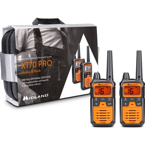 Midland XT70 PRO Hobby & Work - Portofoonset - Walkie Talkie - PMR446 - LPD 433 - Set van 2 stuks - C1465.01