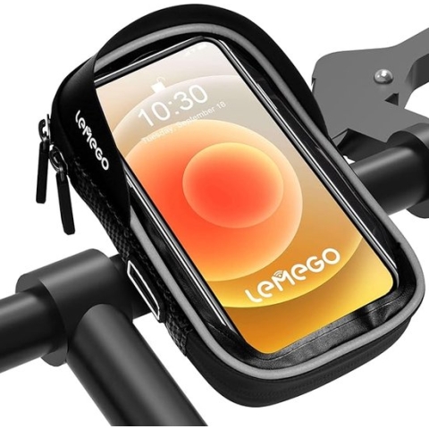Telefoonhouder Fiets Fietstas, LEMEGO Fiets Telefoonhouder Bike Phone Holder Bag 360 Draaibaar Waterdicht Reflecterende Fiets Stuurtas Stuur Tas Touchscreen voor Telefoon tot 6,8 inch