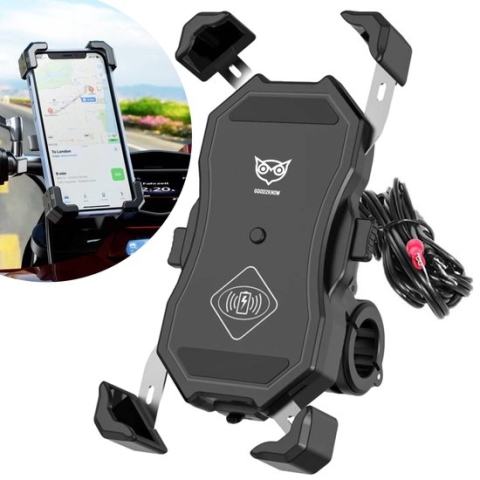Good2know Telefoonhouder motor/ATV - Smartphone houder - Met Draadloze Oplader - Telefoon standaard - 360º Draaibaar