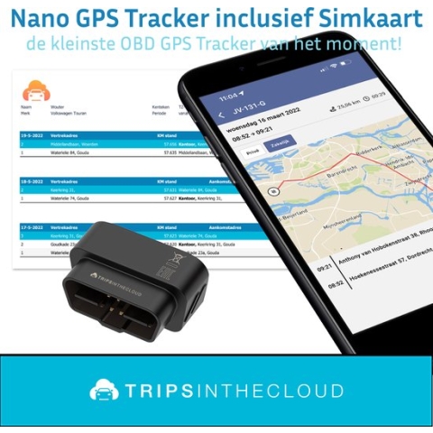 Trips in the cloud Auto OBD - gps tracker - ritregistratie / kilometerregistratie - volgsysteem - zelf te installeren