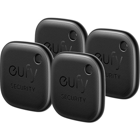 eufy Security - SmartTrack Link (Black, 4-Pack) - Android not supported - Works with Apple Find My (iOS only) - Key Finder - Bluetooth Tracker for Earbuds and Luggage