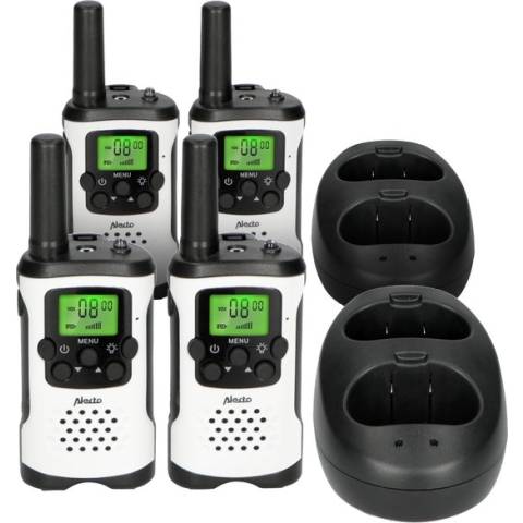Alecto FR-175 QUADSET Walkie talkie 7 km - Inclusief laadstation en oplaadbare accu - Zwart