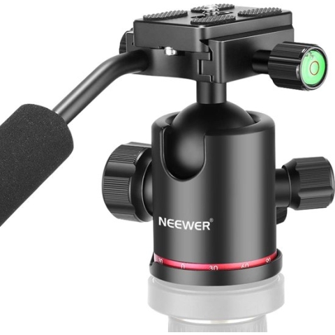 Neewer® - Heavy Duty camera - Statief Balhoofd met Handvat en 1/4 inch Snelkoppelingsplaat - 360 Graden Panoramische kop voor Statief - Slider - DSLR-Camera Draagvermogen tot 8 kg