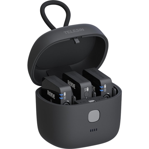 Telesin Allin oplaadbox voor RØDE Wireless GO & Wireless GO II - Met ingebouwde 4.000 mAh powerbank - Donkergrijs