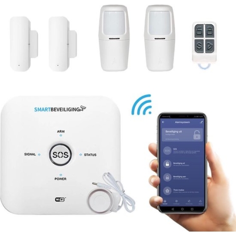 GSM WiFi Draadloos Alarmsysteem - Basis Pakket - Alarmsysteem met App en Luide Sirene - Zonder Abonnement