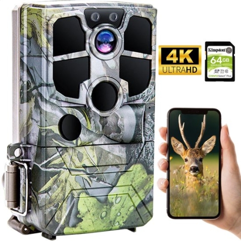 VitaVi Wildcamera - Nachtzicht - Wifi - Buitencamera - App - Wildlife - Trail Camera - Infrarood - Waterdicht - Buiten - 48MP