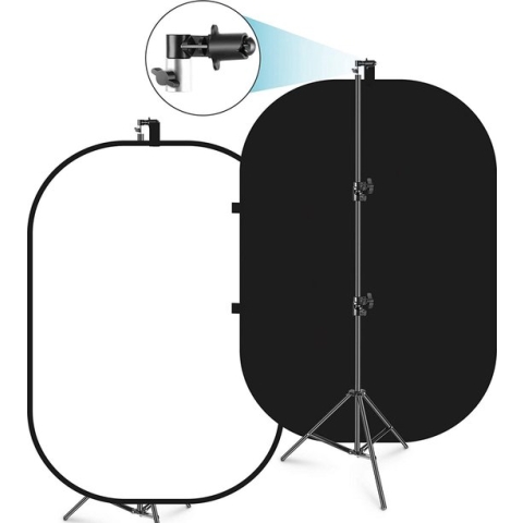 Neewer® - 5' x 7' Chromakey Zwart wit - 2-in-1 Dubbelzijdig pop up Opvouwbaar - Achtergrond met Steun Opvouwbaar Paneel voor Foto  en Video opnamen - Live Streaming enz