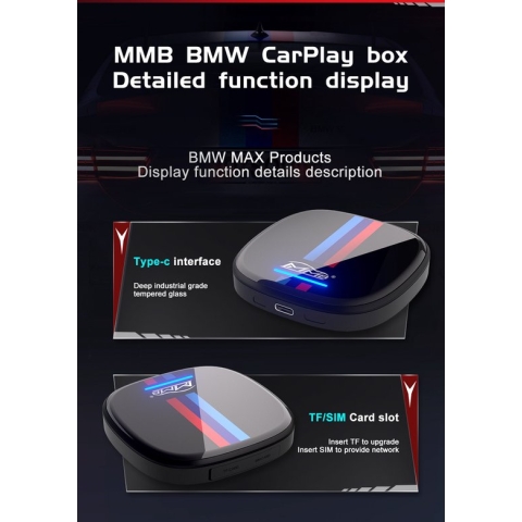 Android 9.0 7.0 4GB+32GB MMB Wireless Apple Carplay AI BOX Multimedia Android Video BOX Youtube Netflix Split Screen