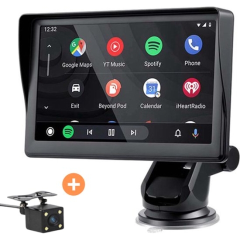 Navigatiesysteem 7 Inch Geschikt voor Apple CarPlay (Draadloos) en Android Auto – Touchscreen - Incl. Achteruitrijcamera - 2023 Model Autoradio - Universeel Geschikt voor alle Auto's