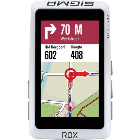 Sigma ROX 12.1 Evo GPS Fietscomputer - Night White - Set - Incl. ANT+/BLE borstriem/snelheids-/cadence sensoren - long Butler GPS out-front houder