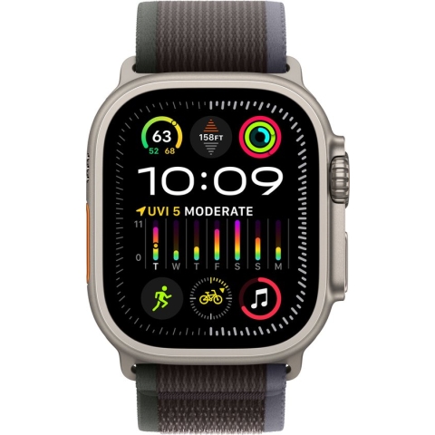 Apple Watch Ultra 2 - GPS + Cellular - 49mm Titanium Case with Blue/Black Trail Loop - M/L