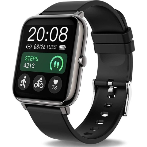 Popglory Bloedglucosemeter Gezondheid Smart Horloge - Fitnesstracker Met Bloeddrukmeting - Fitnesshorloge Met Hartslagmeter - Slaapmonitor - Modern Zwart - IP67-Waterdicht - Sporthorloge - Stappenteller - Android & iOS Smartwatch