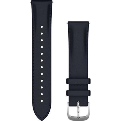 Garmin Quick Release Horlogebandje - Italiaans Leren Wearablebandje - 20mm - Navy / Zilver