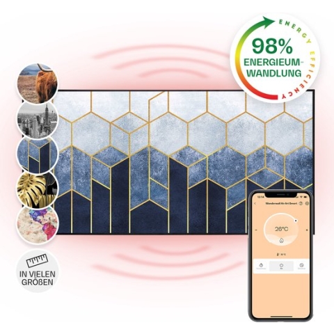 Klarstein Wonderwall Air Art Smart elektrische kachel - infraroodverwarming voor 14m²- infrarood paneel 120 x 60 cm - 700 W