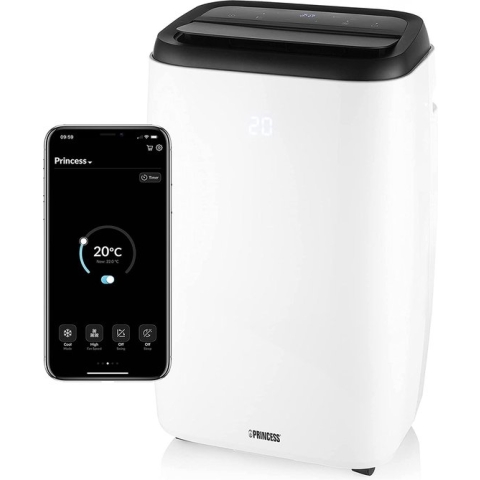 Princess 353200 - Mobiele Airco - Airconditioner met Afstandsbediening en App - Touchscreen – 100m3 - 12000 BTU – Wit