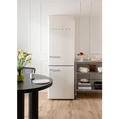 CREATE - FRIDGE STYLANCE 330L - Retro-stijl combikoelkast - 234L koelkast + 96L vriezer - Gebroken wit