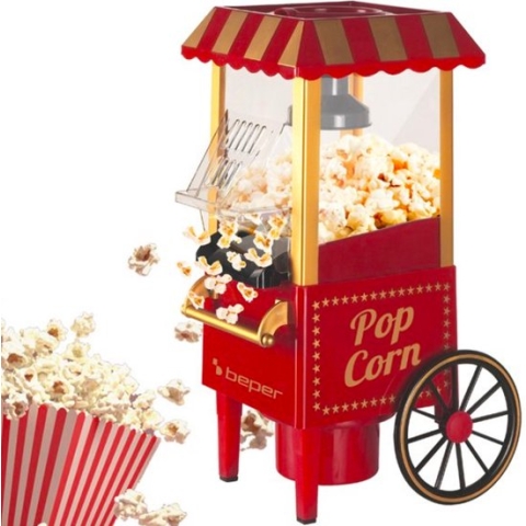 Beper BT.651Y - Popcorn Machine Kar Design - Rood - Popcorn Machine - Popcorn Maker - Popcorn Popper - Home Popcorn Machine - Commercial Popcorn Machine