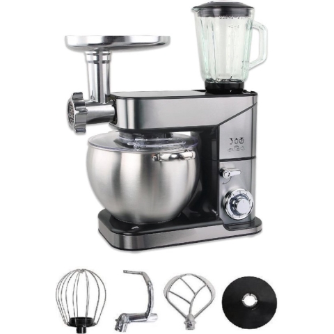 Royal Swiss Multifunctionele Keukenrobot 12L met Blender en Vleesmolen - 3-in-1 Krachtige Keukenmachine 2000W - Silver - Foodprocessor - Met Accessoires