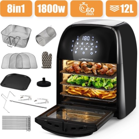 Jago - Hetelucht Friteuse Groot - Airfryer XXL - 12 Liter - Zwart