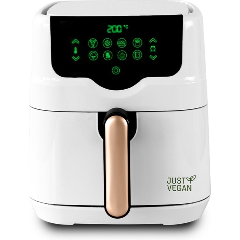 Just Vegan, Arifryer - wit -  200°C - Hetelucht friteuse - Plantaardige antiaanbaklaag - Duurzaam en vetvrij frituren