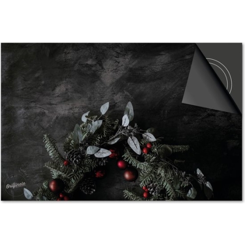 Inductie beschermer 78x52 - afdekplaat inductie mat - Dietrix Kookplaat beschermer - Exclusief - Feestdagen - Donkere print met kerst krans