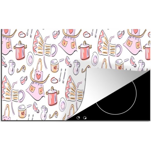 Inductie beschermer - Inductie Mat - Kookplaat beschermer - Patronen - Keuken - Schort - Koken - Pastel - 91.2x52 cm - Afdekplaat inductie - Inductiebeschermer