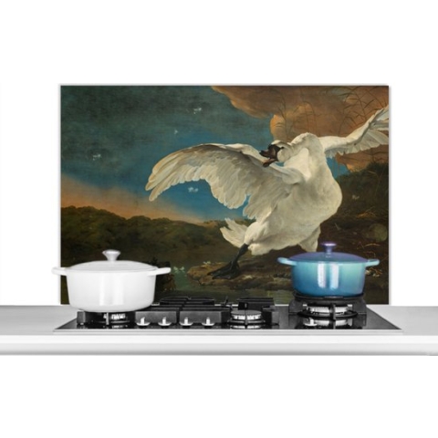Spatscherm keuken - Zwaan - Oude meesters - Schilderij - Dieren - Spatwand keuken - Keuken achterwand - 100x65 cm - Wanddecoratie