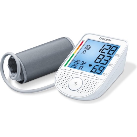 Beurer BM 49 Bloeddrukmeter bovenarm – Voorleesfunctie in GB/ES/P/GR – XL verlicht display - Risico-indicator – Hartritmestoornis herkenning – 2 Gebruikersgeheugen – Incl. batterijen - 5 Jaar garantie