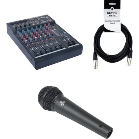 Devine MixDesk 802FX met DM 10 microfoon en kabel