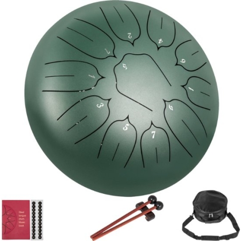 Steel Tongue Drum-Hand Pan Drum-Percussie Instrumenten-In C Minor-Met Reistas-Rode-12 Inch-11 Notes-30cm
