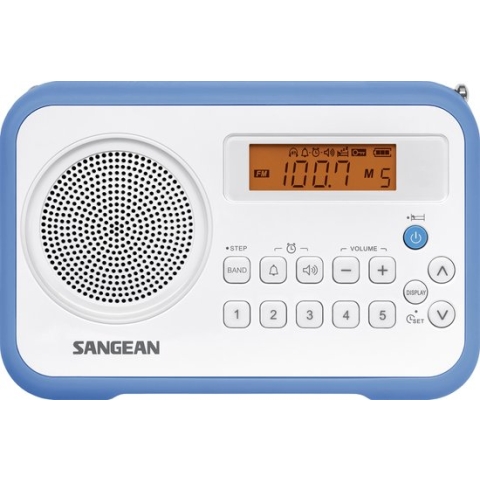 Sangean Traveller 180 - PR-D18 - Draagbare radio met batterijlader, AM/FM - Wit/Blauw