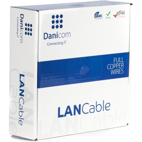 DANICOM CAT7 S/FTP 50 meter internetkabel op rol stug - LSZH (Eca) - netwerkkabel