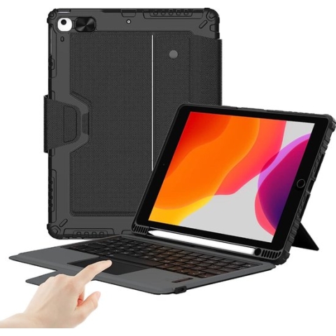 Tablet toetsenbord hoes geschikt voor Apple iPad 10.2 (2019 / 2020 / 2021) - QWERTY keyboard case - Zwart