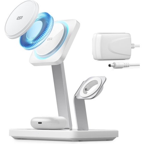 ESR HaloLock 3 in 1 Draadloze MagSafe Oplader 24W iPhone/AirPods/Watch