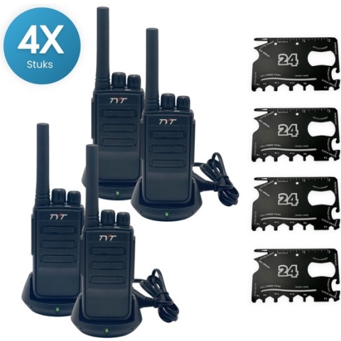Activ24™ - Walkietalkie - Set van 4x TYT TC-666E PMR portofoons - Met 4x Activ24™ multitool - Vergunningsvrij - Walkie Talkie - TYT TC666E portofoon