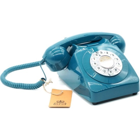 GPO 746PUSHAZU - Telefoon retro jaren ‘70, druktoetsen, azuurblauw