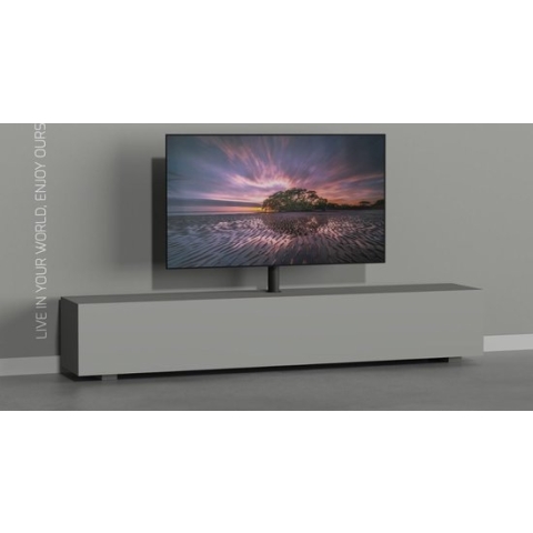 Cavus Mount 150B - Tv Meubel Inbouw Set - Ø 60 mm Kolom Trendy Zwart Staal & VESA 400x400 montageplaat