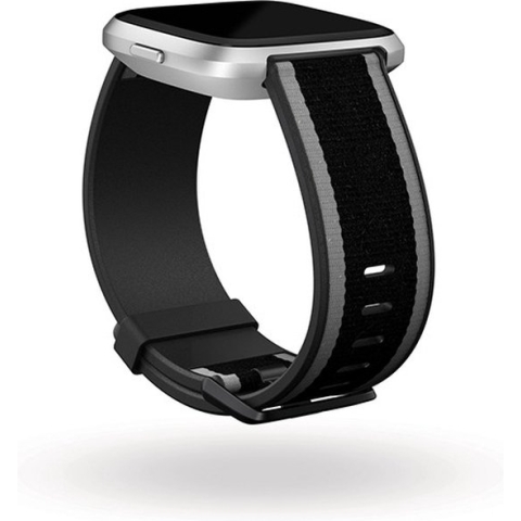 Fitbit Versa (Lite) geweven bandje - Zwart/Grijs - Small