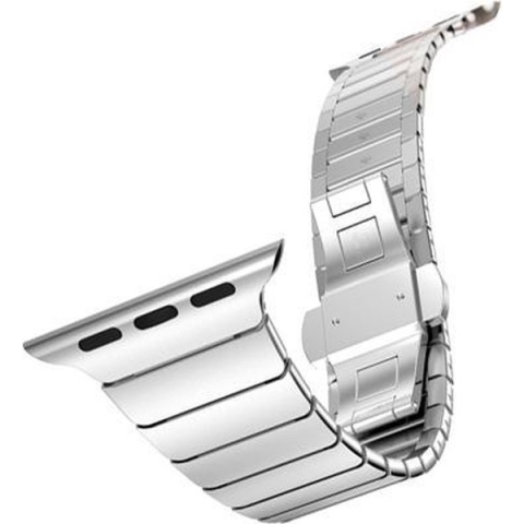 H&S Schakel bandje - Geschikt voor Apple Watch Series 1/2/3 (42mm) - Zilver