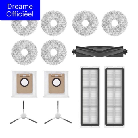 Dreame Officiëel Accessories kit voor L10s Ultra/L10 Ultra - 1 Hoofdborstel (Rubber) + 2 Zijborstel + 2 Stoffilter+ 2 Stofzak+ 3 paar dweildoek