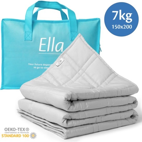 Ella® Verzwaringsdeken 7kg 150 x 200cm - Zwaartedeken - Weighted Blanket - Verzwaarde Deken - OEKO-TEX Katoen - Lichtgrijs