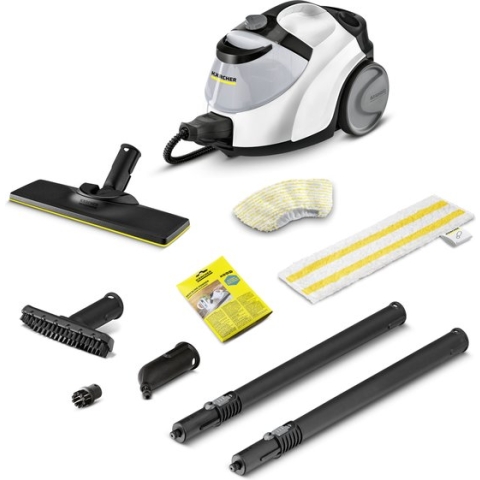Kärcher SC 5 EasyFix Iron Plug stoomreiniger - VapoHydro functie - Stoomdruk 4,2 bar - Opwarmtijd: 3min - Oppervlakte: ca. 150 m² - Reservoir: 1,5 l - Incl. vloerreinigingsset EasyFix en sproeiers